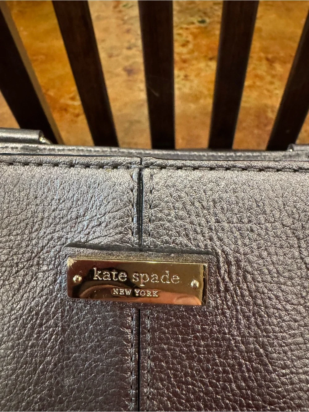 kate spade Metallic Gray Pebbled Leather Tote
